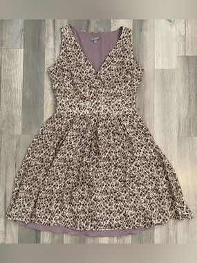 Silk Dress Lilac Cheetah Print Fully Lined Sleeveless Fairy V Neck
